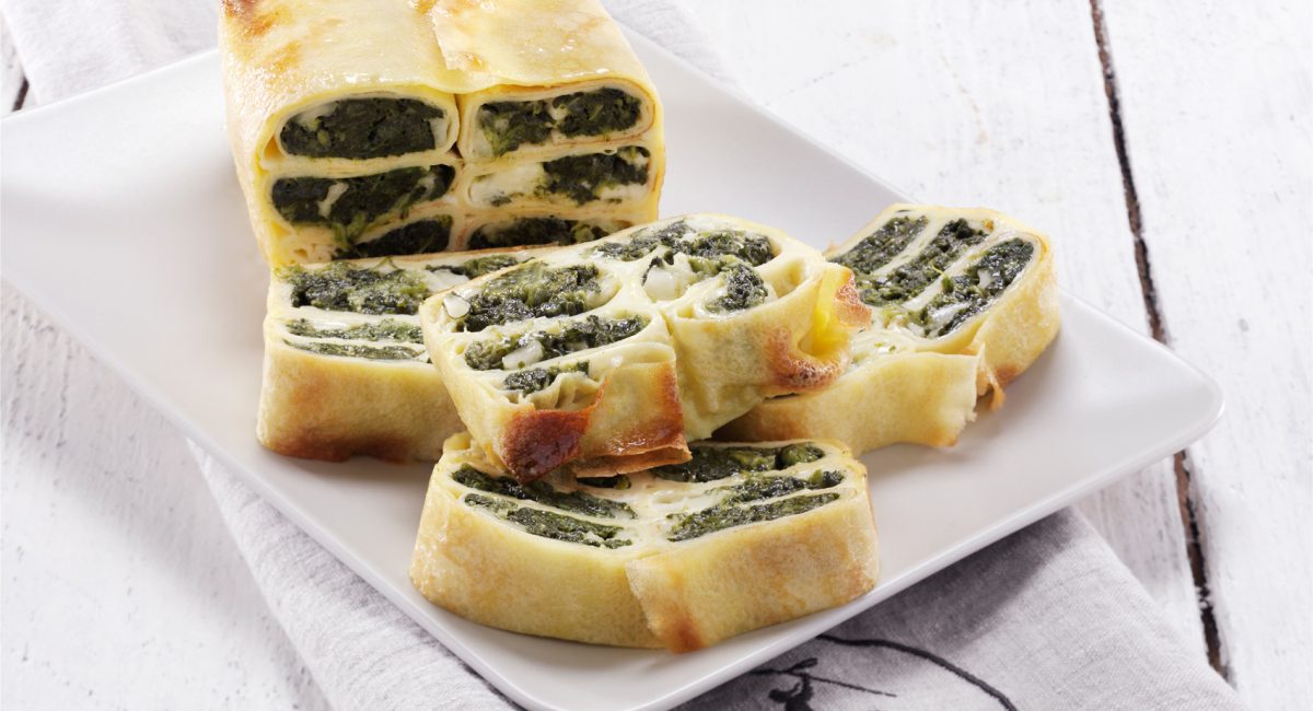 Terrina di crepes con tofu e spinaci