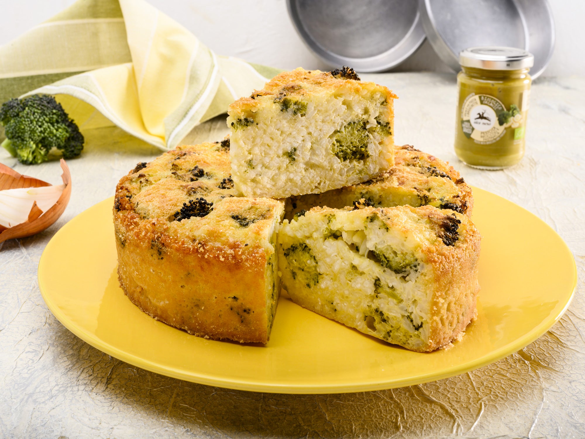 Torta di riso con pesto di broccoli e pastinaca