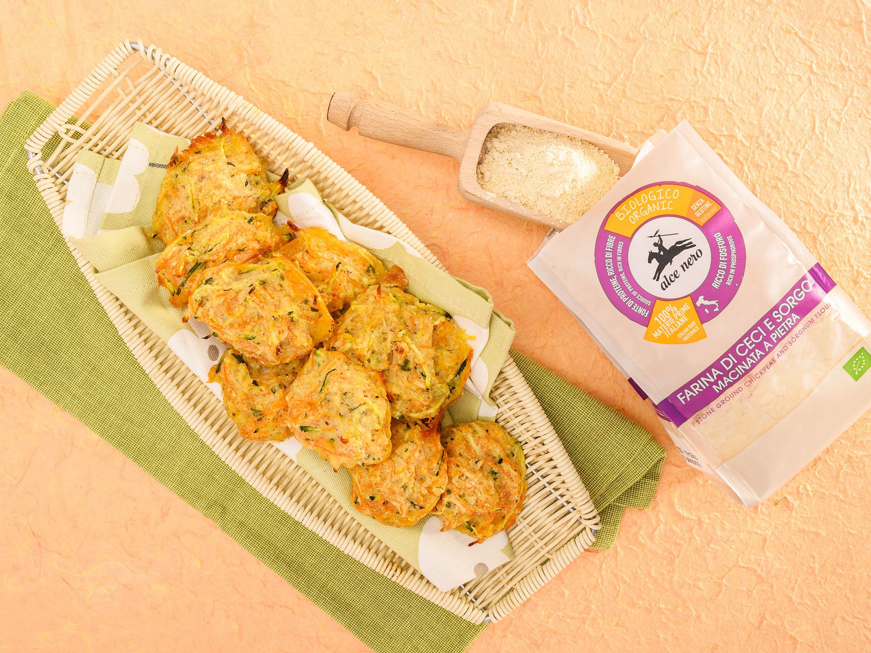 Frittelle di verdure al forno con farina di ceci e sorgo