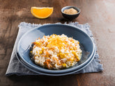 Risotto all'arancia con verdure saltate