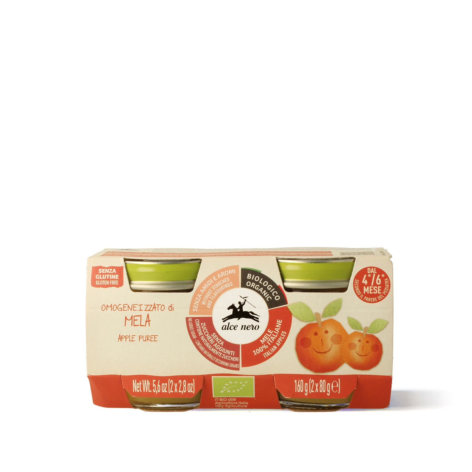Omogeneizzato di mela biologico - 2 vasetti 160g - Alce Nero