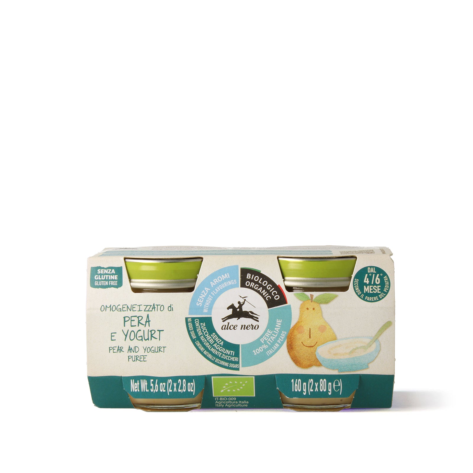 Omogeneizzato di pera e yogurt biologico - 2 vasetti 160g - Alce Nero