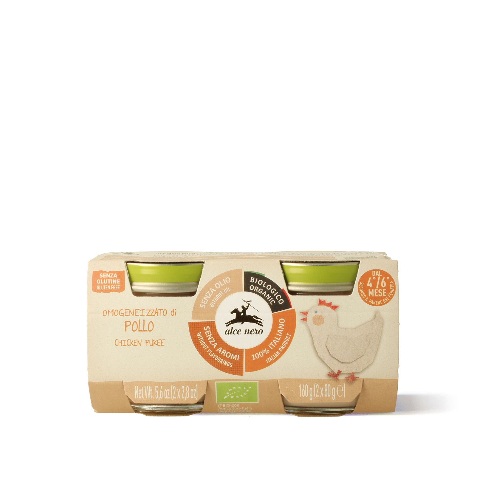 Omogeneizzato di pollo biologico - 2 vasetti 160g - Alce Nero