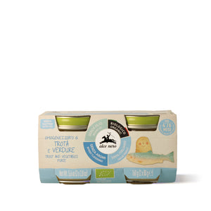 Omogeneizzato di trota e verdure biologico - 2 vasetti 160g - Alce Nero