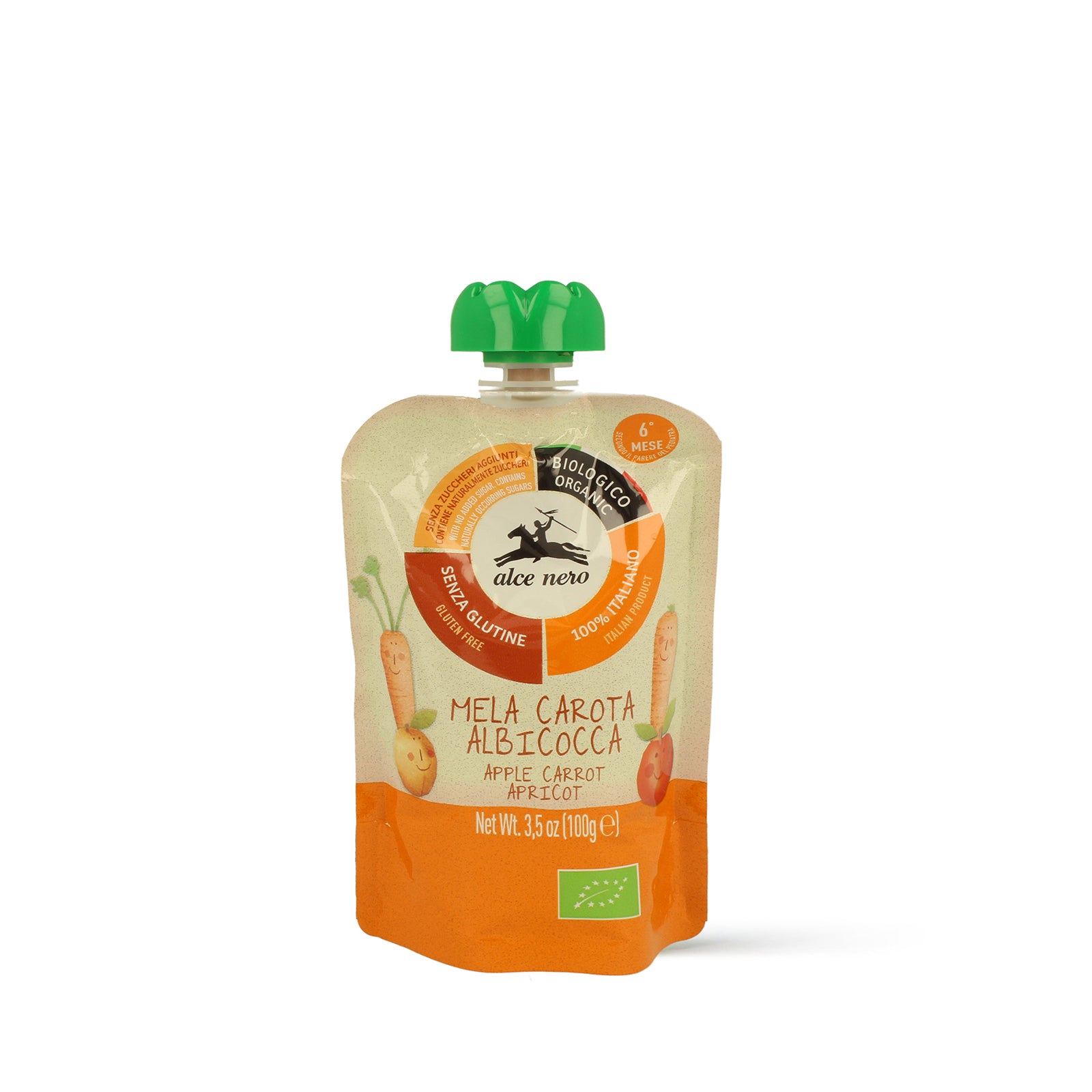 Purea di mela carota e albicocca biologica 100g - Alce Nero
