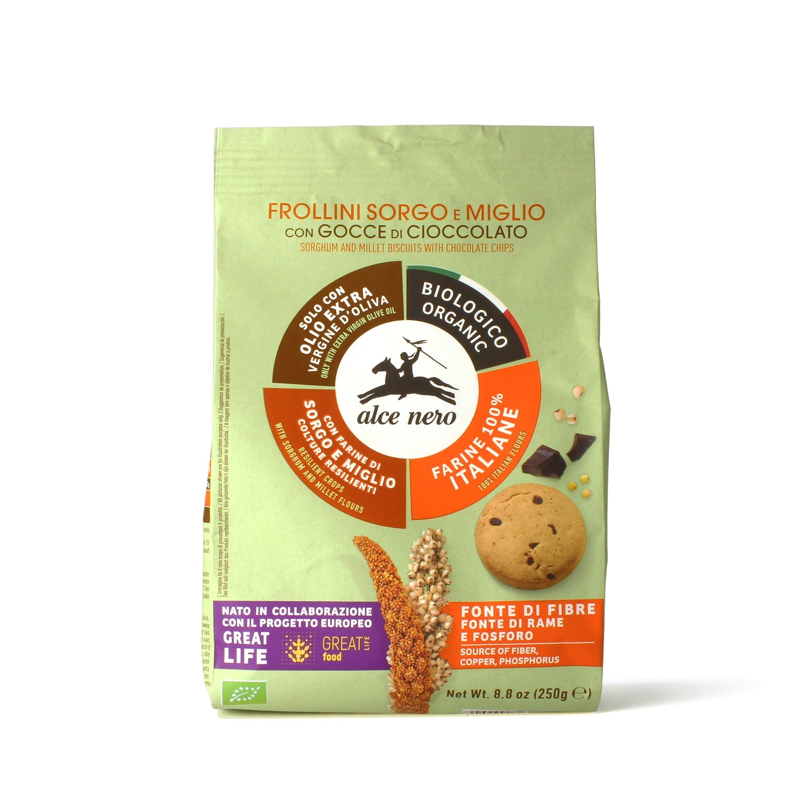 Frollini di sorgo e miglio con gocce di cioccolato biologici 250g - Alce Nero