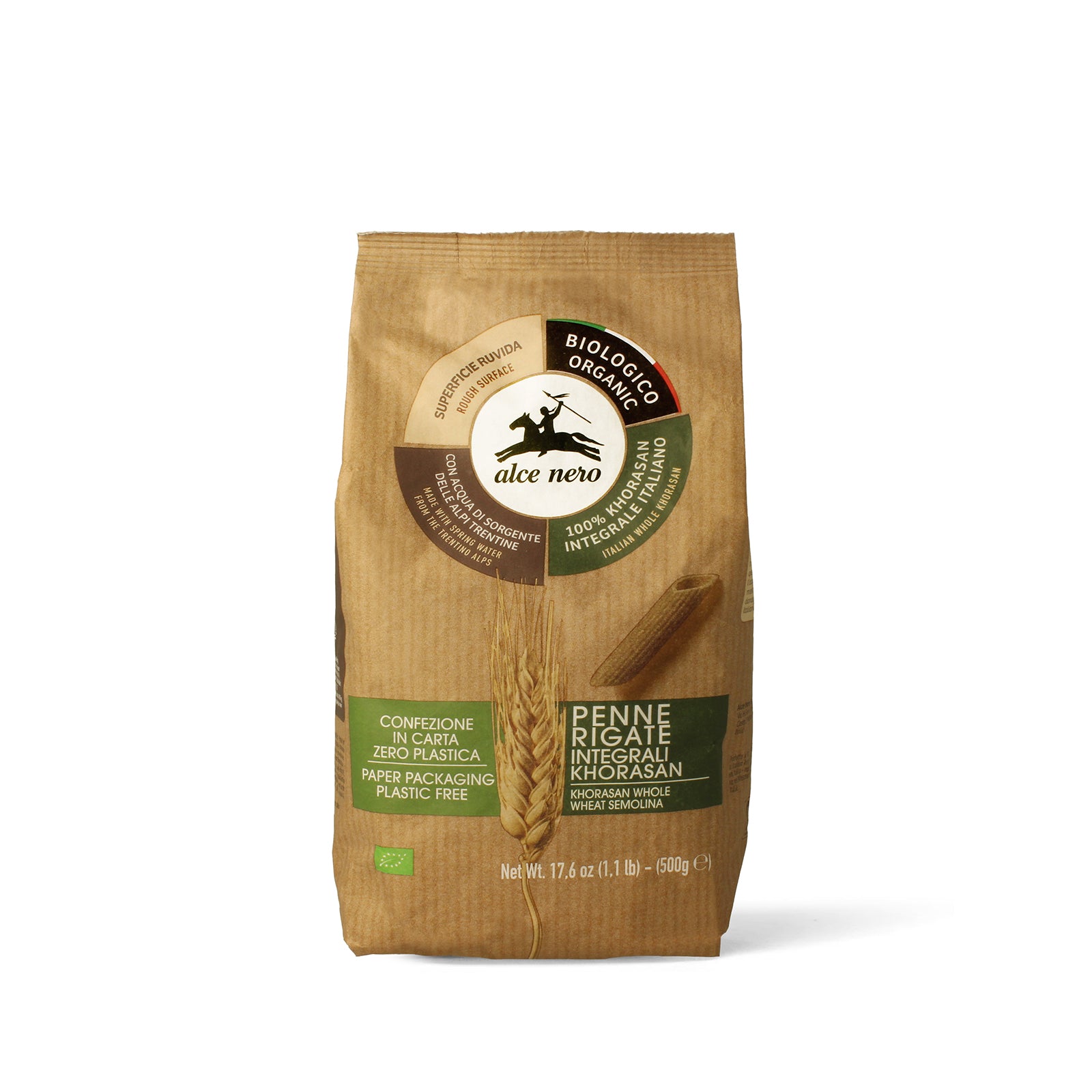 Penne rigate integrali di grano Khorasan biologiche 500g - Alce Nero