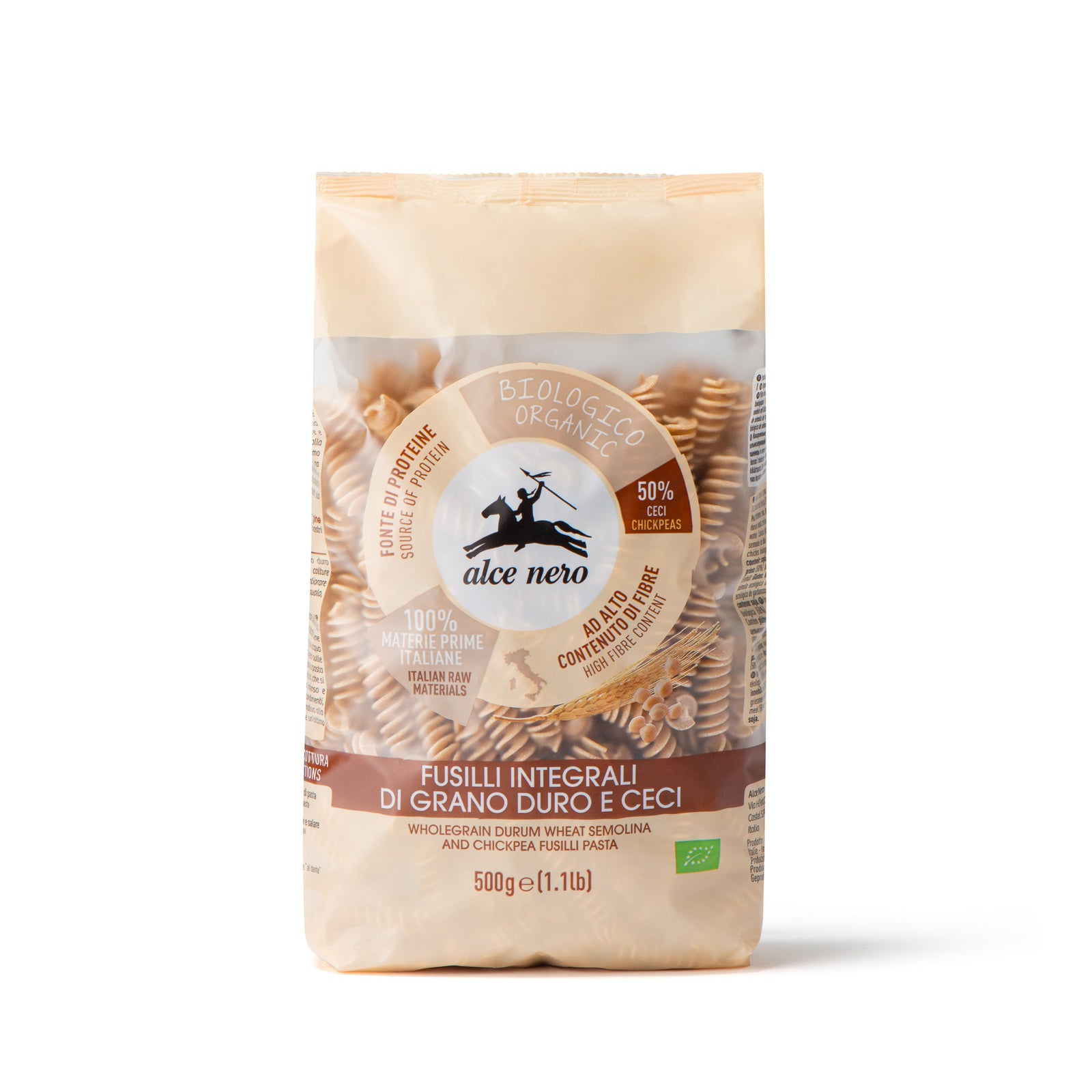 Fusilli integrali di grano duro e ceci biologici 500g - Alce Nero