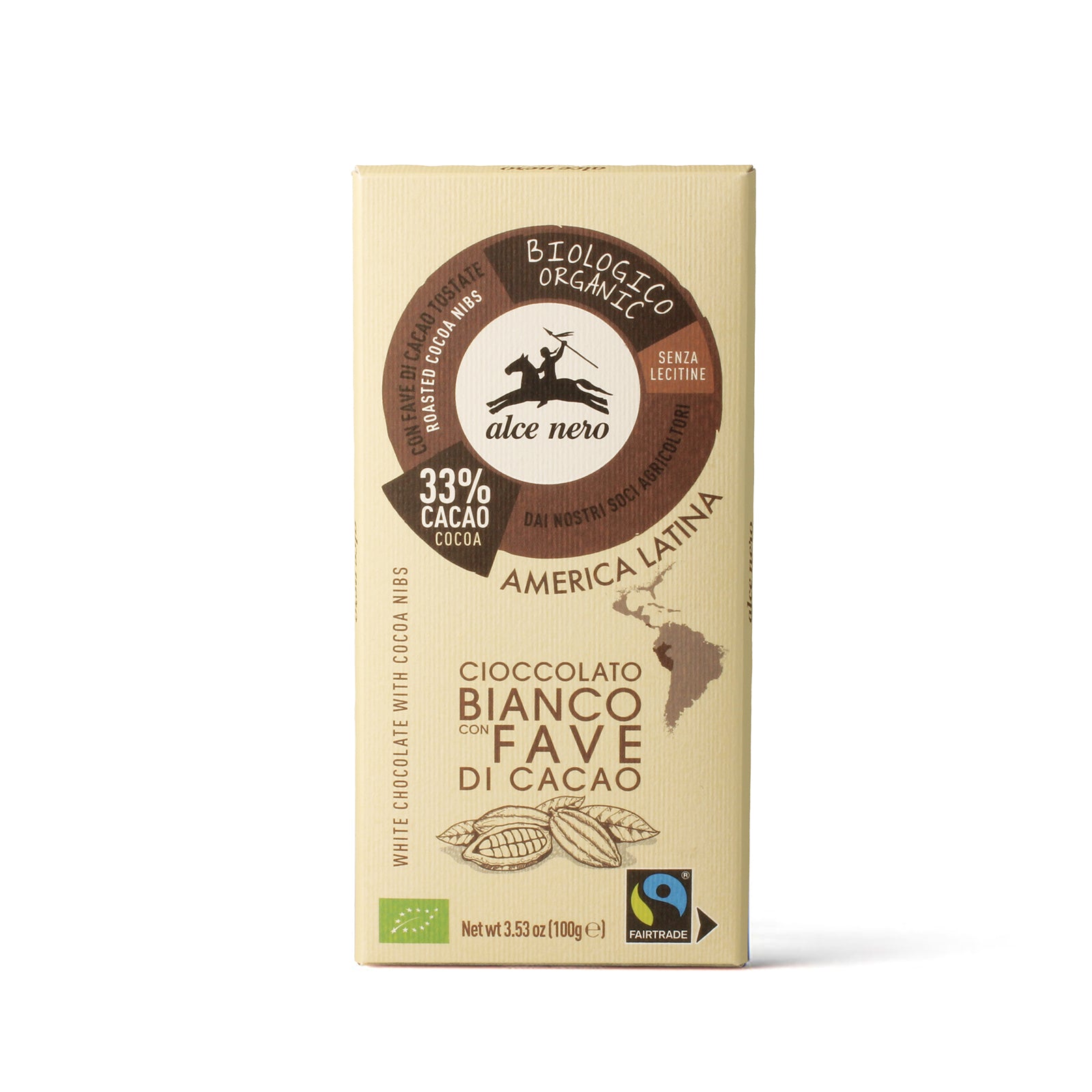 Cioccolato bianco con fave di cacao biologico 100g - Alce Nero