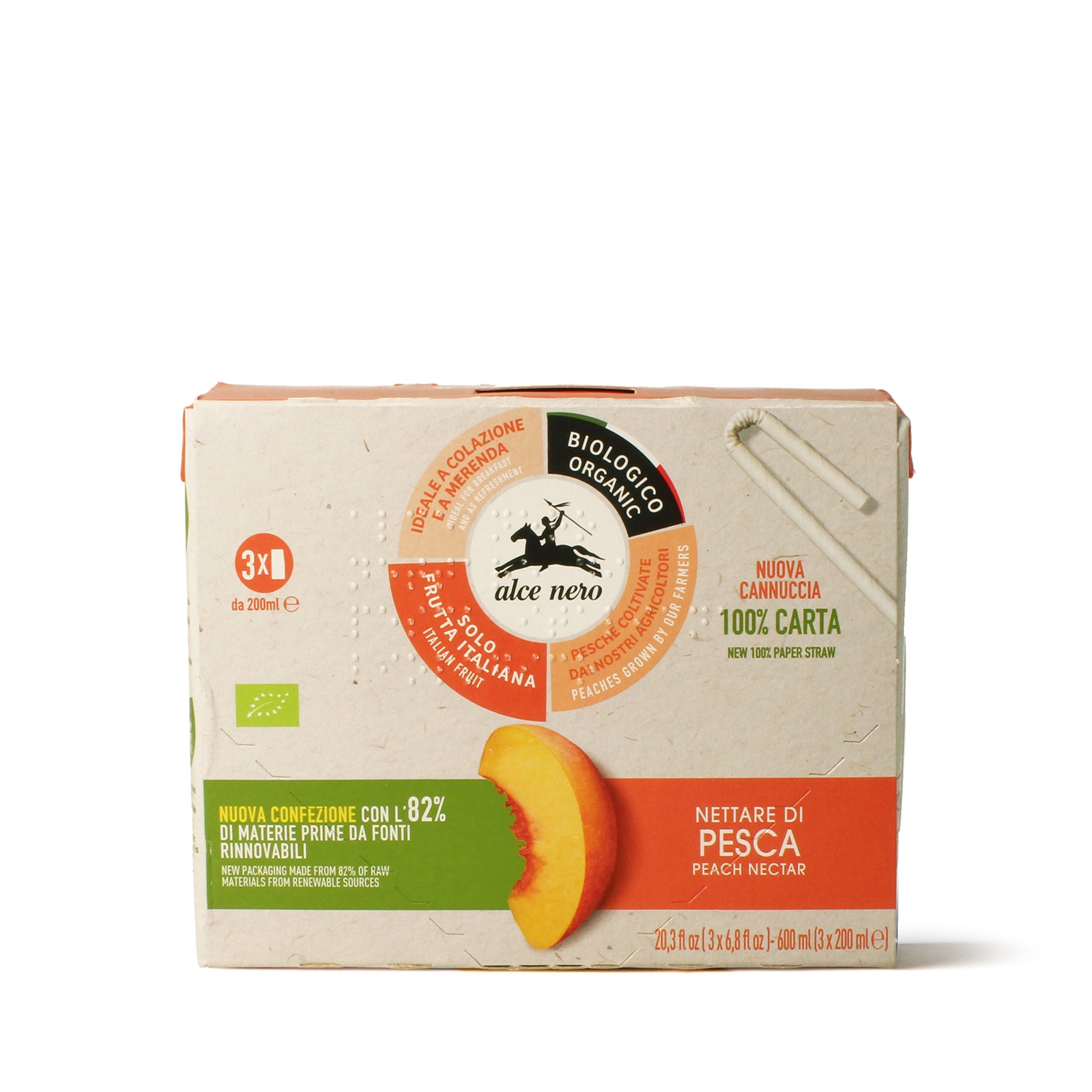 Nettare di pesca biologico - 3 brik 600g - Alce Nero